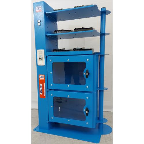 Stazione di carica EL-12 polivalente e modulare per caricabatterie, batterie e utensili - Versione con 2 ripiani e 2 moduli armadio